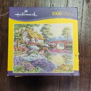 Hallmark 1000 Piece Lush Daydream Puzzle with Cottage and Bridge Scene